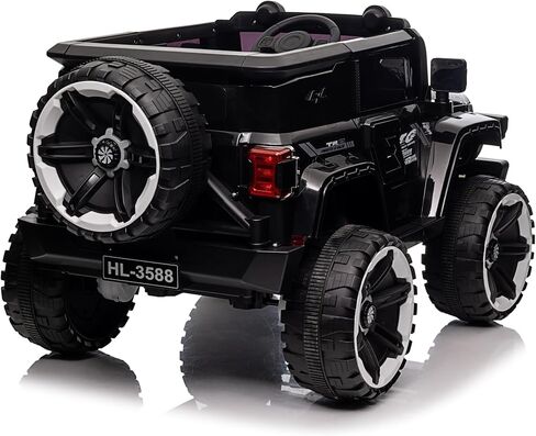 12V Electric Kids Ride on Car with Remote Control, 2 Seater 4WD Off-Road Truck with Decor Spare Tire, 25W Dual Motor, Spring Suspension, Battery Powered Ride On Toys for Boys Girls, White in Kuwait