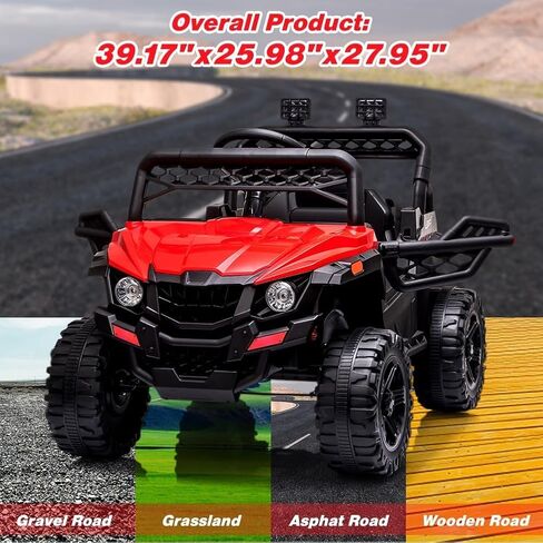 12V Kids Ride On Car Truck Electric Vehicle for Toddlers Battery Powered Car Toy with Remote Control, Spring Suspension, LED Lights, and Music, Pink in Saudi Arabia