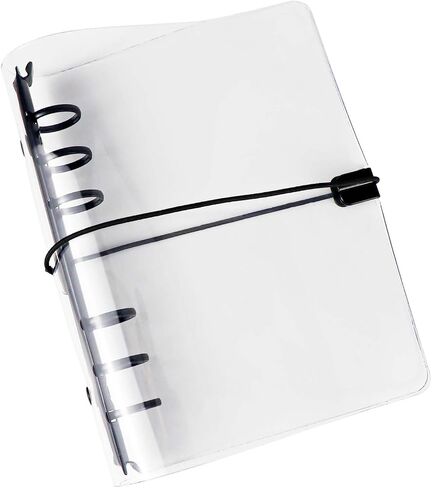 Clear A6 Binder with Elastic Band, 6 Black Rings Journal Planner Clear Budget Binder Thick PVC Notebook Cover Folder for 6 Holes A6 Grid Paper Refills Cash Envelopes Binder Dividers (A6) in Saudi Arabia
