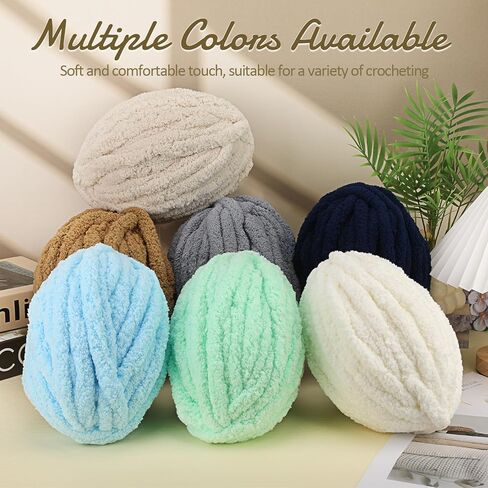 6 Pack Chunky Yarn for Crocheting, 1440g/51oz Thick Chunky Chenille Yarn for Arm Knit, Soft Plush Yarn with Crochet Hook for Making Blankets DIY Crafts/ 3 Pack Beige, 3 Pack Navy Blue in Saudi Arabia