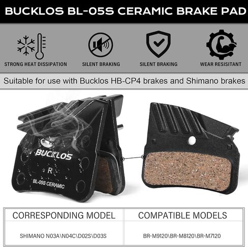 BUCKLOS MTB Hydraulic Disc Brake Set 4 Pistons Front 800mm and Rear 1550mm Hydraulic Brakes with Aluminum Alloy Lever with Caliper Ceramic Brake Pad Fit Mountain Bike,Ebike,Fat Bike HB-CP4 (Pre-Bled) in Saudi Arabia