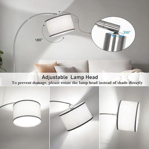 Black Arc Floor Lamps for Living Room,Modern Standing Lamp with Adjustable Drum Lampshade Tall Pole Lamp with Foot Switch Over Couch Arched Floor Light for Reading Bedroom 8W LED Bulb Included in Kuwait