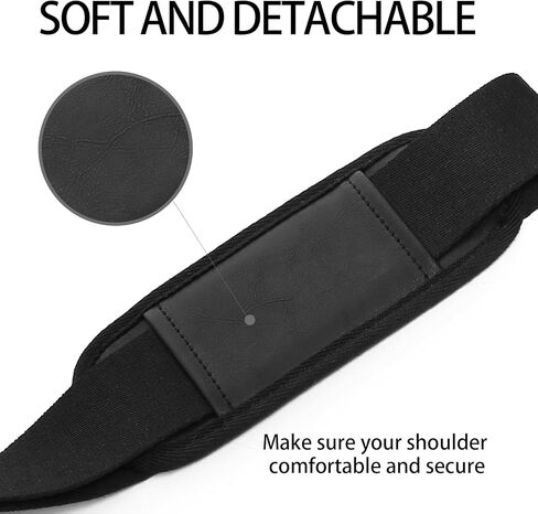حزام كتف seyfocnia، حزام حقيبة أمتعة بديل عالمي، حزام كتف عريض للكمبيوتر المحمول، أحزمة حقيبة كروس مبطنة قابلة للتعديل مقاس 52 بوصة، أسود in Kuwait