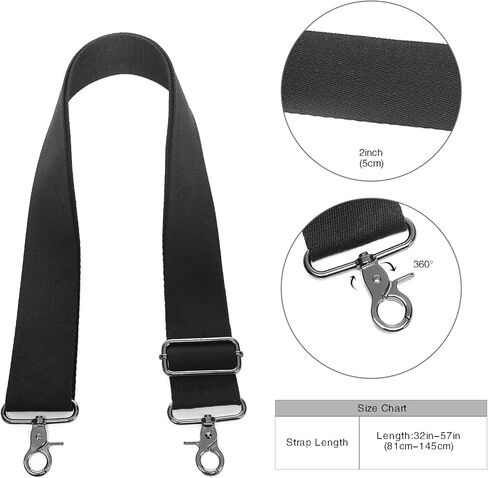 حزام كتف seyfocnia، حزام حقيبة أمتعة بديل عالمي، حزام كتف عريض للكمبيوتر المحمول، أحزمة حقيبة كروس مبطنة قابلة للتعديل مقاس 52 بوصة، أسود in Kuwait