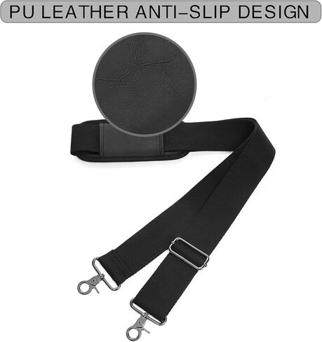 حزام كتف seyfocnia، حزام حقيبة أمتعة بديل عالمي، حزام كتف عريض للكمبيوتر المحمول، أحزمة حقيبة كروس مبطنة قابلة للتعديل مقاس 52 بوصة، أسود in Kuwait