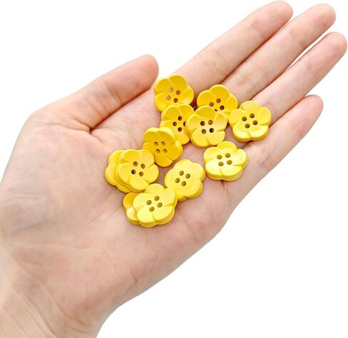 50-Pcs 11/16" Flower Resin Buttons | Bulk Assorted Colorful Flower Buttons for Sewing Crafts Shirts Clothes Decorations (17mm, 10 Colors, 5 Pcs/Color) in Kuwait