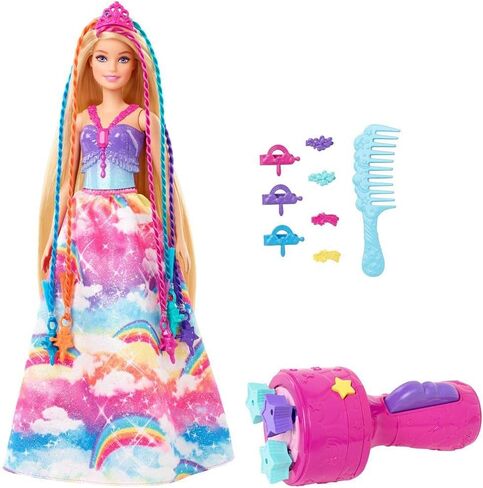 Barbie Dreamtopia Twist ‘n Style Princess Hairstyling Doll (11.5-in Blonde) with Rainbow Hair Extensions & Accessories, Gift for 3 to 7 Year Olds in Saudi Arabia