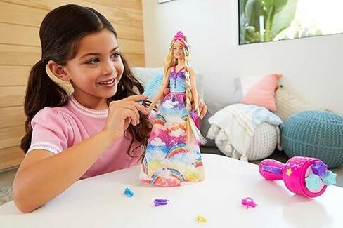 Barbie Dreamtopia Twist ‘n Style Princess Hairstyling Doll (11.5-in Blonde) with Rainbow Hair Extensions & Accessories, Gift for 3 to 7 Year Olds in Saudi Arabia