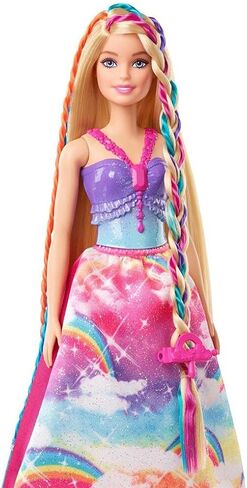 Barbie Dreamtopia Twist ‘n Style Princess Hairstyling Doll (11.5-in Blonde) with Rainbow Hair Extensions & Accessories, Gift for 3 to 7 Year Olds in Saudi Arabia