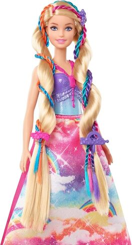 Barbie Dreamtopia Twist ‘n Style Princess Hairstyling Doll (11.5-in Blonde) with Rainbow Hair Extensions & Accessories, Gift for 3 to 7 Year Olds in Saudi Arabia
