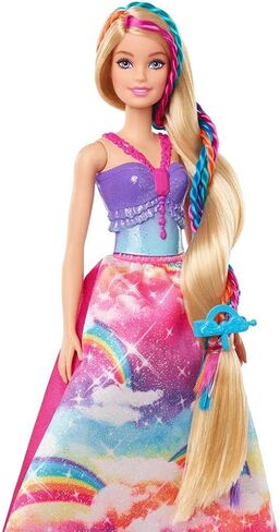 Barbie Dreamtopia Twist ‘n Style Princess Hairstyling Doll (11.5-in Blonde) with Rainbow Hair Extensions & Accessories, Gift for 3 to 7 Year Olds in Saudi Arabia