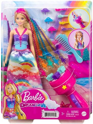 Barbie Dreamtopia Twist ‘n Style Princess Hairstyling Doll (11.5-in Blonde) with Rainbow Hair Extensions & Accessories, Gift for 3 to 7 Year Olds in Saudi Arabia