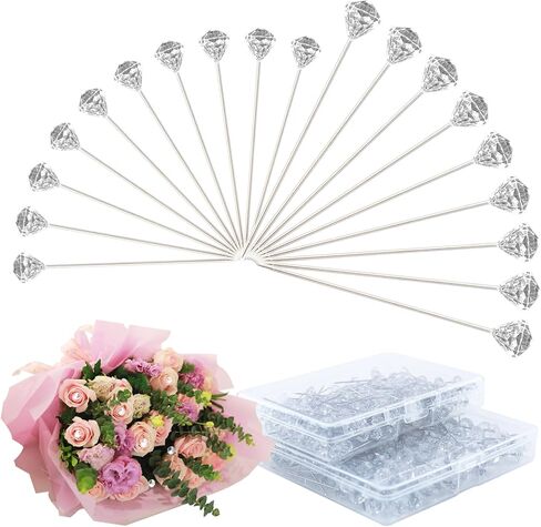 300PCS 1.5 Inch Straight Clear Corsage Boutonniere Pins with Crystal Heads Diamond Rhinestone Floral Pins Ideal for DIY Decoration, Crafts, Sewing, Quilting and Wedding Bridal Hair Accessories in Kuwait