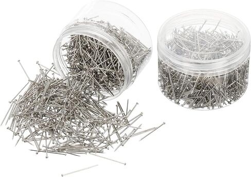 M&G 2 Pack Straight Pins, 1 Inch Sewing Pins Straight Pins Sewing Stick Pins Flat Head Rust-Proof Steel with Plastic Box for Sewing Fabric Crafts Dressmaker, Silver Tone in Saudi Arabia