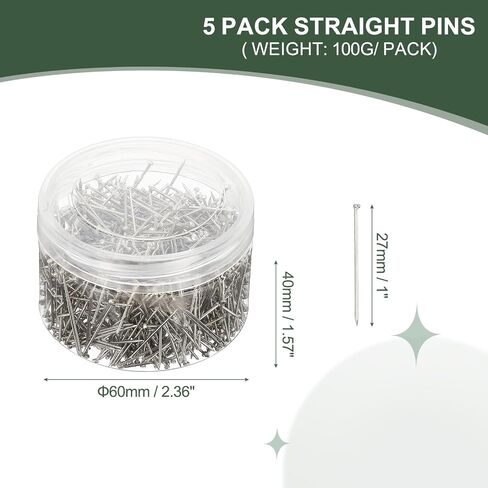 M&G 2 Pack Straight Pins, 1 Inch Sewing Pins Straight Pins Sewing Stick Pins Flat Head Rust-Proof Steel with Plastic Box for Sewing Fabric Crafts Dressmaker, Silver Tone in Saudi Arabia