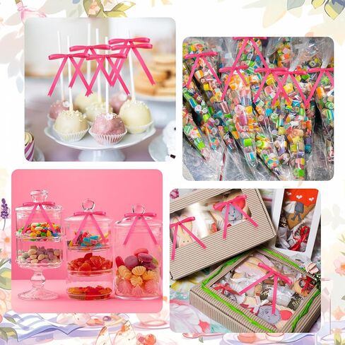 Riceshoot 50 Pcs Brown Twist Tie Bows Satin Ribbon for Cake Craft Gift in Saudi Arabia