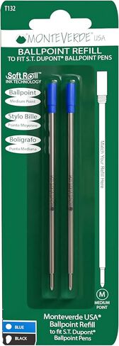 Monteverde Ballpoint Refill to Fit Dupont Ballpoint Pens, Medium Point, Soft Roll, Blue, 2 per Pack (T132BU) in Saudi Arabia