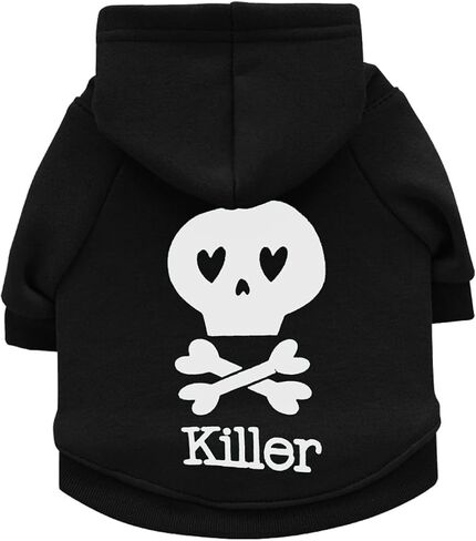 Dog Sweater Skull Skeleton Dog Costume Sweatshirt Halloween Pet Outfits Winter Fleece Cat Clothes for Small Dog BBB Black02 X-Small in Saudi Arabia