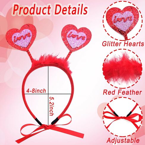 Valentine's Day Dog Bandanas Costume, Reversible Pet Scarf Red Glitter Hearts Dog Headband Scarves Cute Valentines Outfit for Medium Large Dogs Cats Holiday Birthday Clothes (Love Heart Headband Set) in Saudi Arabia