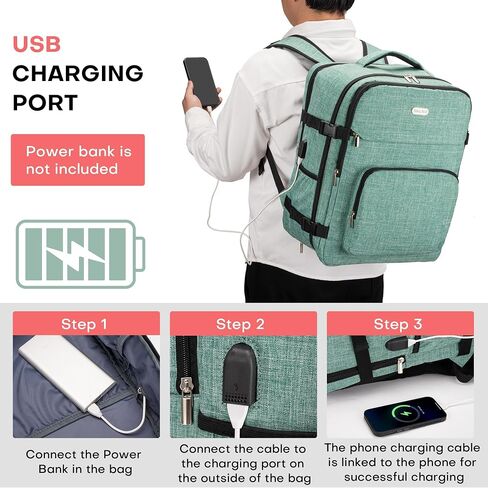 BAGLHER Travel Backpack Carry on Flight Approved with USB Charging Port, Laptop and Shoe Compartment, Travel Backpack for Airplane Travel, Work, College, Business, Grey in Saudi Arabia