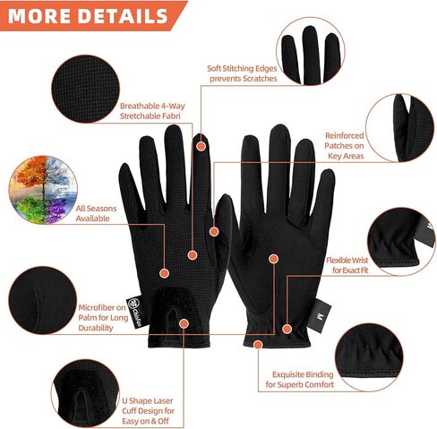 ChinFun Kid's Horse Riding Gloves Child Youth Stretchable Equestrian Mittens Boys & Girls Anti-Slip Gloves for Horseback Riding Cycling Running Outdoor Activities in Kuwait