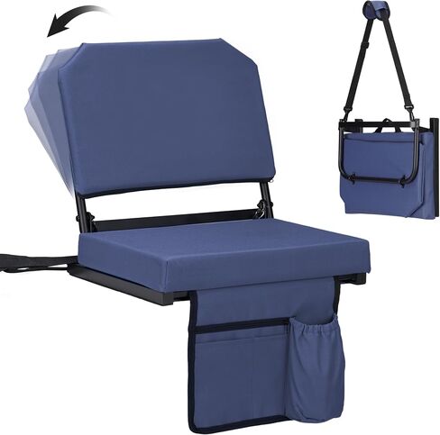 Dragosum Stadium Seats with Back Support Swivel, Bleacher Chairs with Shoulder Strap & Cup Holder, Upholstered Portable Folding Bleacher Seats in Saudi Arabia