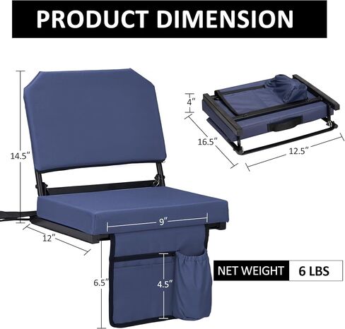 Dragosum Stadium Seats with Back Support Swivel, Bleacher Chairs with Shoulder Strap & Cup Holder, Upholstered Portable Folding Bleacher Seats in Saudi Arabia