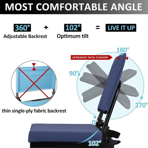 Dragosum Stadium Seats with Back Support Swivel, Bleacher Chairs with Shoulder Strap & Cup Holder, Upholstered Portable Folding Bleacher Seats in Saudi Arabia