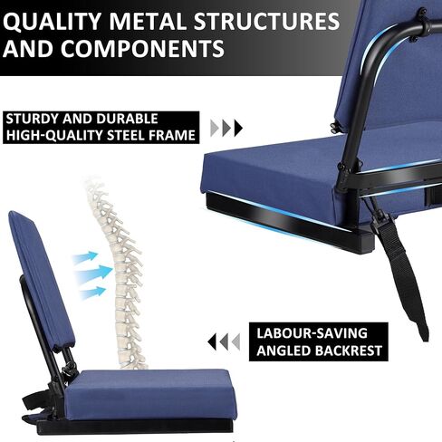 Dragosum Stadium Seats with Back Support Swivel, Bleacher Chairs with Shoulder Strap & Cup Holder, Upholstered Portable Folding Bleacher Seats in Saudi Arabia