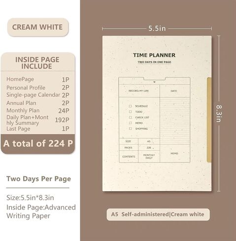 A5 Undated Planner,Small To Do List Notebooks for Work,2025 Planner Weekly and Monthly for Woman、Wedding Planner、Teacher、Thristian（Khaki） in Saudi Arabia