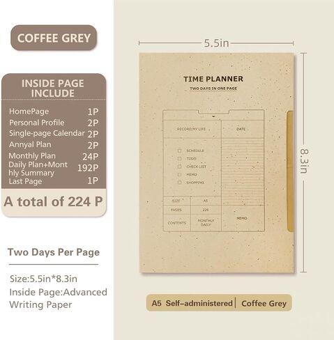 A5 Undated Planner,Small To Do List Notebooks for Work,2025 Planner Weekly and Monthly for Woman、Wedding Planner、Teacher、Thristian（Khaki） in Saudi Arabia