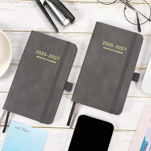 2025-2027 Pocket Planner - Monthly Pocket Calendar (36-Month) With 60 Notes Pages, Jan. 2025 - Dec. 2027, 6.2" x 4", 3-Year Monthly Planner with Contacts, Holidays and Pen Holder, Back Pocket - Grey in Saudi Arabia