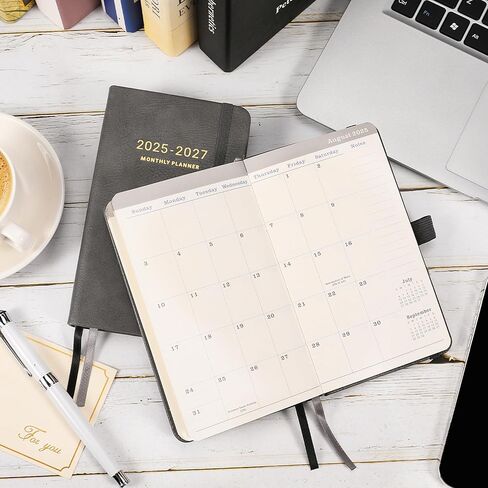 2025-2027 Pocket Planner - Monthly Pocket Calendar (36-Month) With 60 Notes Pages, Jan. 2025 - Dec. 2027, 6.2" x 4", 3-Year Monthly Planner with Contacts, Holidays and Pen Holder, Back Pocket - Grey in Saudi Arabia