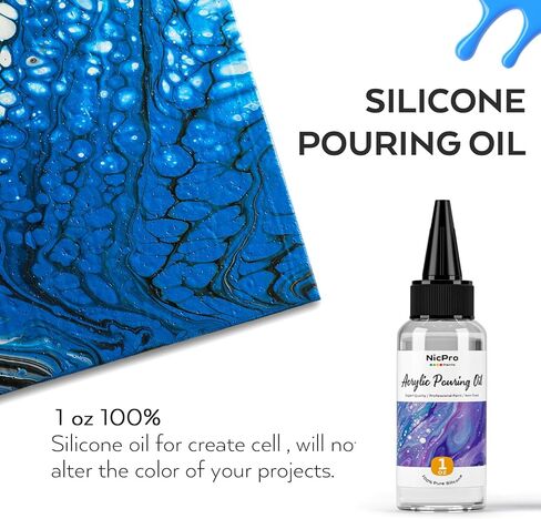 Nicpro Titanium White Color Acrylic Pour Paint, 32 Ounce Pre-Mixed Pouring Paint Supplies with Silicone Pour Oil & Gloves for Canvas, Rock, Wood Cell Creation Flow DIY Art Painting, Ready to Pour in Saudi Arabia