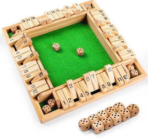 ropoda Shut The Box Game, Upgraded 12 Numbers Wooden Board Games for Adult and Kids, Shut The Box Dice Game -Addition Training, Fun for Family Game Night in Kuwait