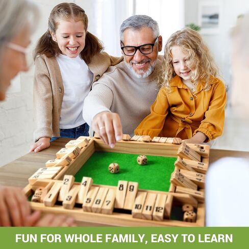 ropoda Shut The Box Game, Upgraded 12 Numbers Wooden Board Games for Adult and Kids, Shut The Box Dice Game -Addition Training, Fun for Family Game Night in Kuwait