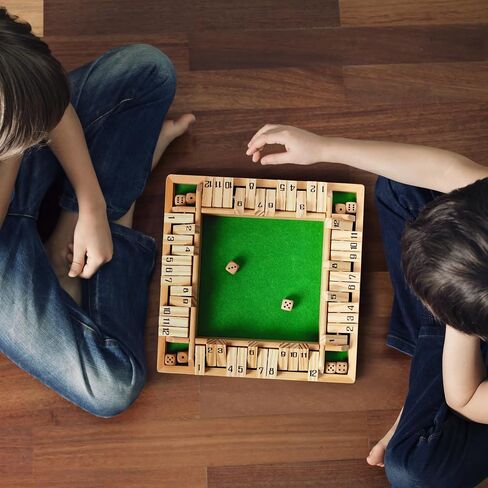 ropoda Shut The Box Game, Upgraded 12 Numbers Wooden Board Games for Adult and Kids, Shut The Box Dice Game -Addition Training, Fun for Family Game Night in Kuwait