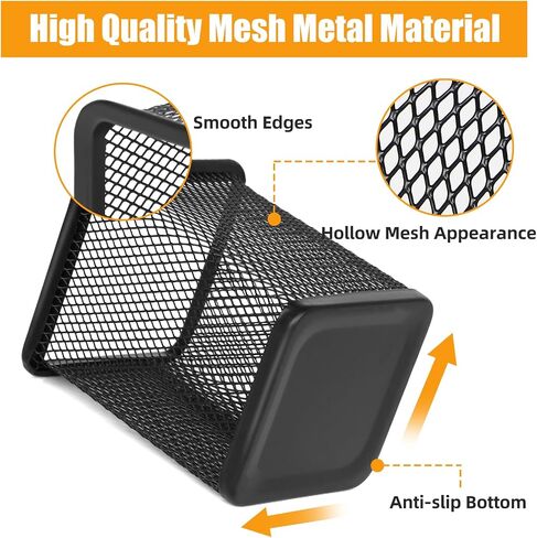 TooCust Black Mesh Pencil Cup Holder for Desk, 12 Pack Mesh Square Pen Holder - Thickened Metal & Non-Slip Bottom, Mesh Wire Pencil Cup Makeup Brush Holders Pen Cup Bulks for Home, School & Office in Saudi Arabia