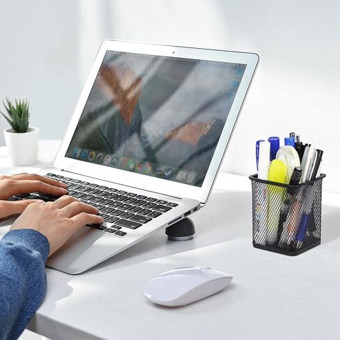 TooCust Black Mesh Pencil Cup Holder for Desk, 12 Pack Mesh Square Pen Holder - Thickened Metal & Non-Slip Bottom, Mesh Wire Pencil Cup Makeup Brush Holders Pen Cup Bulks for Home, School & Office in Saudi Arabia