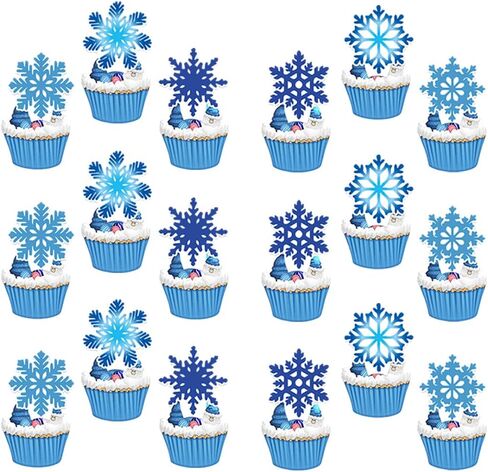 48 قطعة من رقاقات الثلج من لوازم الكب كيك المجمدة لحفلات أعياد الميلاد للأطفال هدية لحفلات أعياد الميلاد ومستلزمات تزيين الكيك لحفلات أعياد الميلاد (رقاقات الثلج) in Kuwait