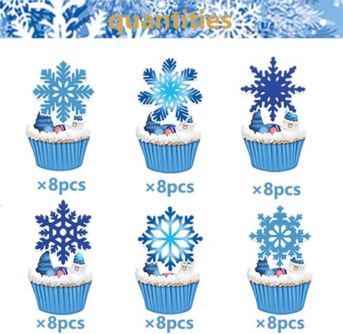 48 قطعة من رقاقات الثلج من لوازم الكب كيك المجمدة لحفلات أعياد الميلاد للأطفال هدية لحفلات أعياد الميلاد ومستلزمات تزيين الكيك لحفلات أعياد الميلاد (رقاقات الثلج) in Kuwait