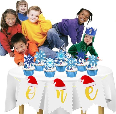 48 قطعة من رقاقات الثلج من لوازم الكب كيك المجمدة لحفلات أعياد الميلاد للأطفال هدية لحفلات أعياد الميلاد ومستلزمات تزيين الكيك لحفلات أعياد الميلاد (رقاقات الثلج) in Kuwait