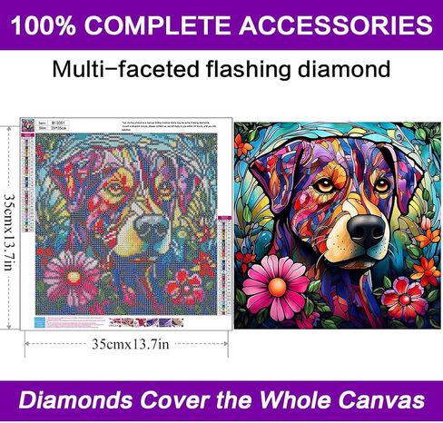 croshom Diamond Painting Kits for Adults - Dog Diamond Art Kits for Beginner, 5D DIY Paint with Diamonds Crafts for Home Wall Decoration Gifts 14×14Inch,(Dog) in Saudi Arabia