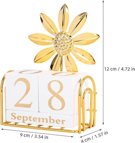 Toddmomy 1 Set Perpetual Calendar Vintage Rustic Wooden Block Calendar Month Date Display Calendar for Home Office Decor (Golden Palm Tree) in Saudi Arabia