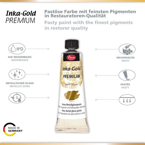 Viva Decor Inka Gold Premium 1.41 oz – GOLD – Gilding Wax & Metallic Finish for Shiny Effects on Wood, Canvas, Clay, Concrete, Fast Drying, Ideal for Antique Patina Effects & DIY Projects in Kuwait