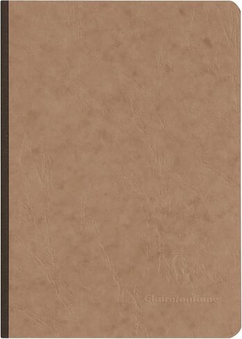 Clairefontaine - المرجع 79546C - دفتر ملاحظات Age Bag Clothbound (192 صفحة) - حجم A5، مساطر مبطنة، ورق رق مصقول 90 جرامًا للمتر المربع - غطاء بتأثير جلدي بني in Kuwait