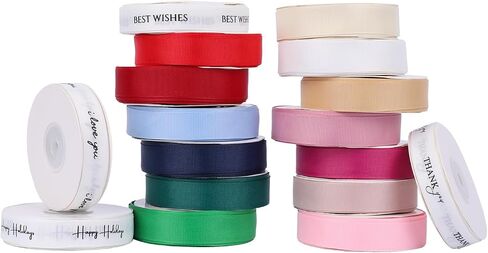 5/8" Wide Grosgrain Ribbon 5/8 Inch x 75 feet for Gift Wrapping Presents Holiday Decor DIY Crafting Bows Projects (Best Wishes) in Saudi Arabia