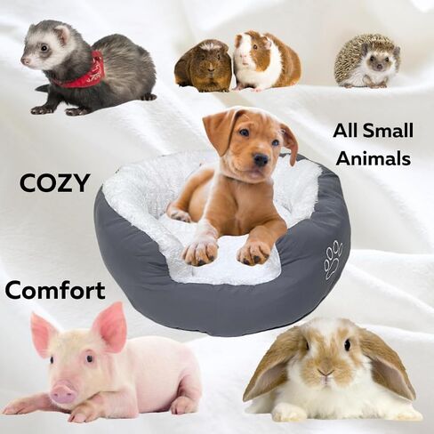 Evelots Warm Pet Bed for Cats or Small Dogs - Calming, Anti-Anxiety, Soft, Cozy Donut Cuddler -Removeable Fluffy Sherpa Insert- Machine Washable -Fleece Lining- Non-Slip Bottom -Assorted Colors in Kuwait