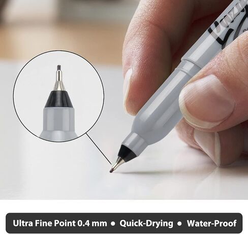 Permanent Markers Bulk, 32 Pack Black Permanent Marker Set, Fine Tip, Waterproof Markers, Premium Smear Proof Pens, Waterproof, Quick Drying, Office Supplies for School, Office, Home in Saudi Arabia