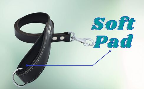 Leather Dog Leash – Heavy-Duty Dog Leashes for Medium and Large Dogs – Genuine Vegetable Tanned Leather – Soft Padded Handle - (L - 4 ft x 1 inch, Black) in Saudi Arabia